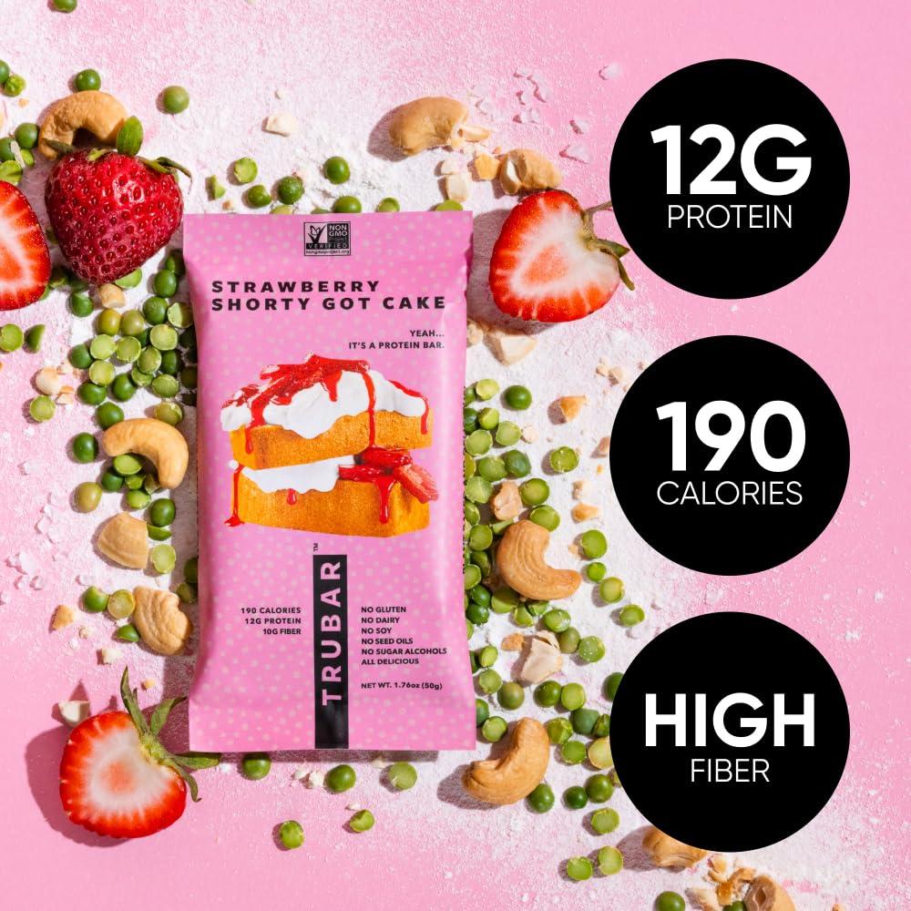 image:imageTRUBAR Vegan Protein Bar Daydreaming About Donuts Gluten Free Plant Based High Fiber Dairy Free Non GMO Low Fat No Sugar Alcohols 12G Lean Protein 13G Fiber Healthy Snack Bars 12 CTVariety Pack PBJelly Strawberry Coconut