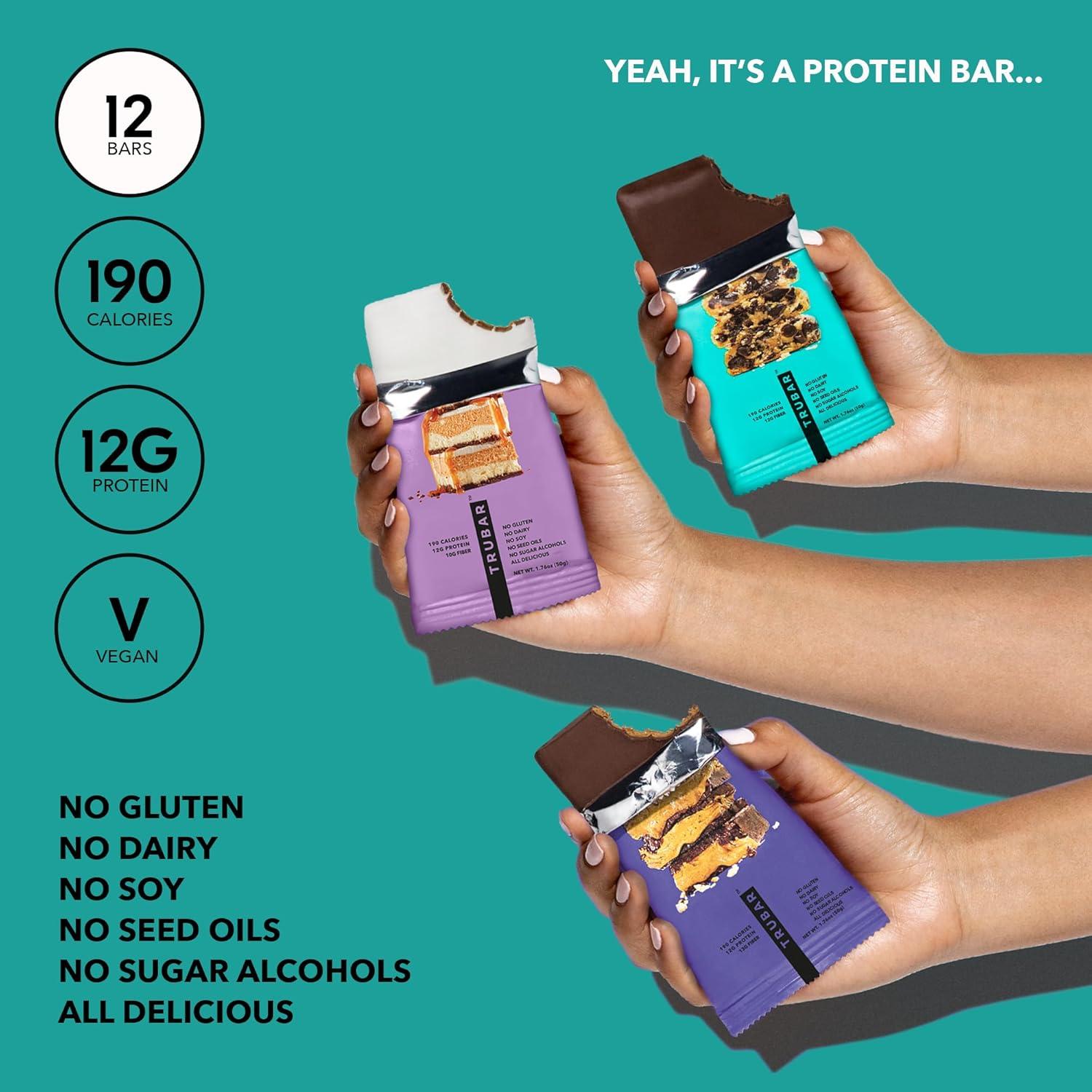 image:imageTRUBAR Vegan Protein Bar Daydreaming About Donuts Gluten Free Plant Based High Fiber Dairy Free Non GMO Low Fat No Sugar Alcohols 12G Lean Protein 13G Fiber Healthy Snack Bars 12 CTPeanut Butter Macchiato Cookie Dough