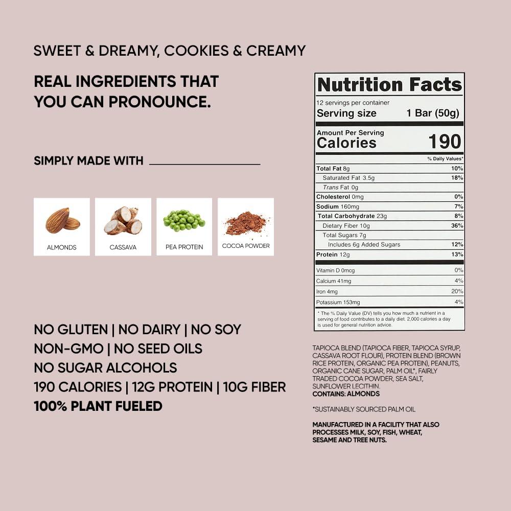 image:imageTRUBAR Vegan Protein Bar Daydreaming About Donuts Gluten Free Plant Based High Fiber Dairy Free Non GMO Low Fat No Sugar Alcohols 12G Lean Protein 13G Fiber Healthy Snack Bars 12 CTVariety Pack Peanut Butter Cookies Cream Cookie Dough