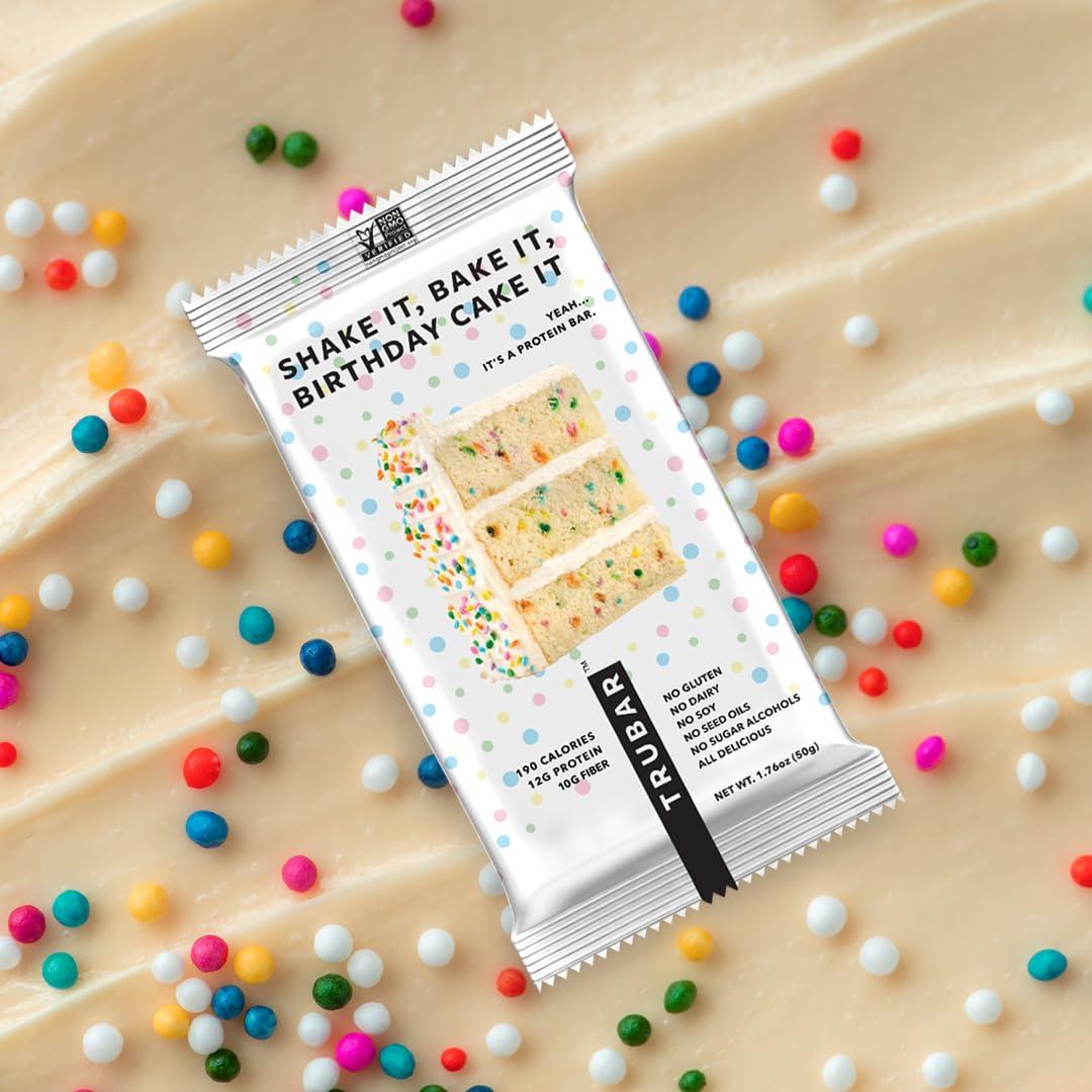 image:imageTRUBAR Vegan Protein Bar Oh Oh Cookie Dough Gluten Free Plant Based Protein Dairy Free Non GMO Soy Free No Sugar Alcohols 12G Protein 13G Fiber 23G Carb Healthy on the Go Snack Bars 8 CTShake it Bake it Birthday Cake it