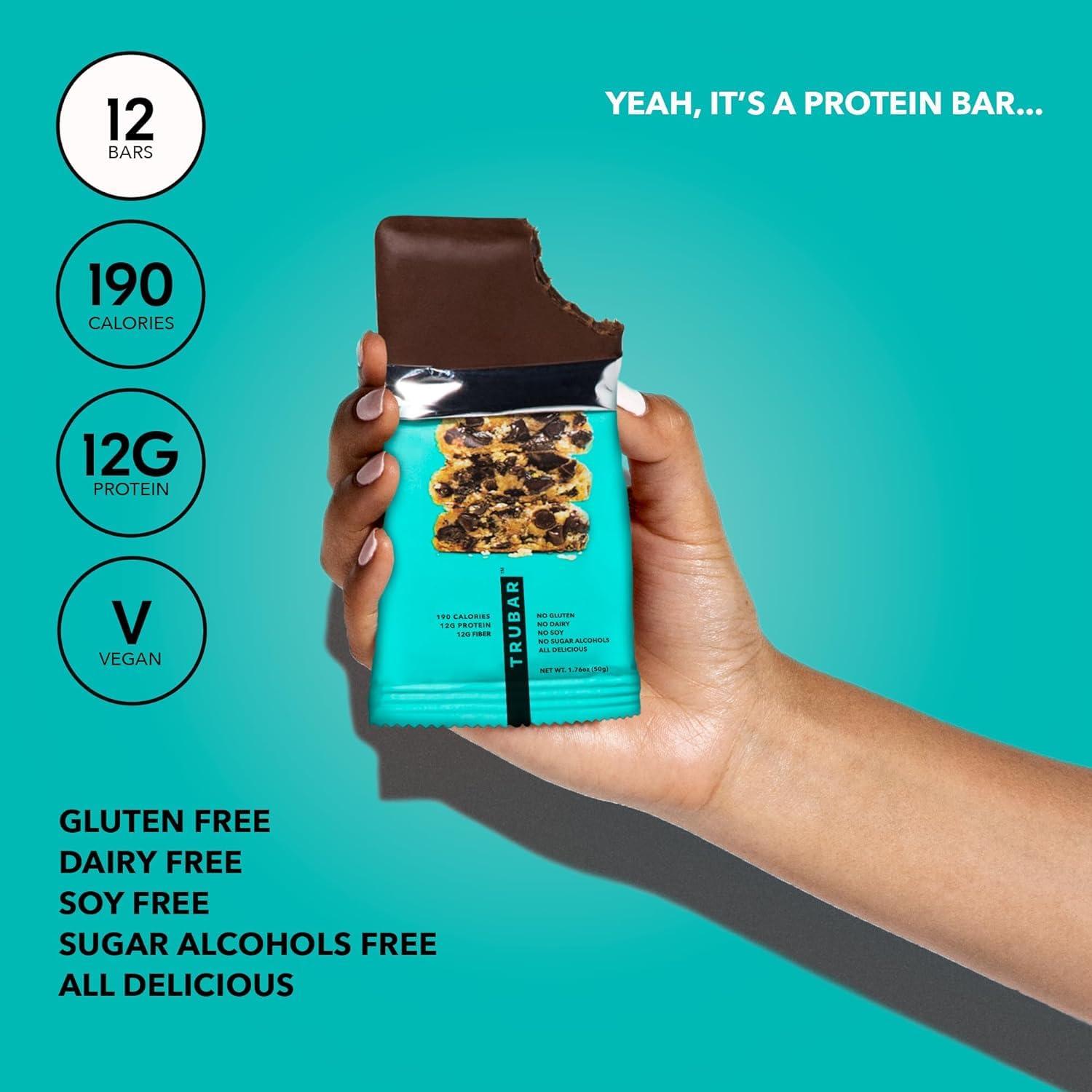 image:imageTRUBAR Vegan Protein Bar Oh Oh Cookie Dough Gluten Free Plant Based Protein Dairy Free Non GMO Soy Free No Sugar Alcohols 12G Protein 13G Fiber 23G Carb Healthy on the Go Snack Bars 8 CTOh Oh Cookie Dough