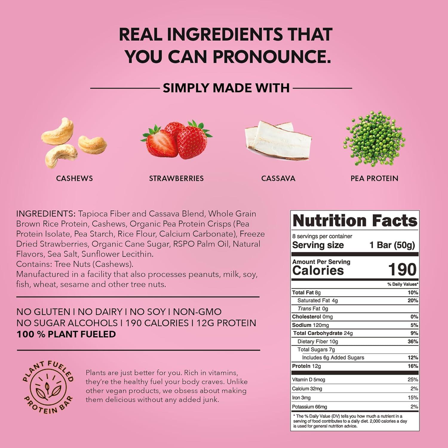 image:imageTRUBAR Vegan Protein Bar Oh Oh Cookie Dough Gluten Free Plant Based Protein Dairy Free Non GMO Soy Free No Sugar Alcohols 12G Protein 13G Fiber 23G Carb Healthy on the Go Snack Bars 8 CTStrawberry Shorty Got Cake