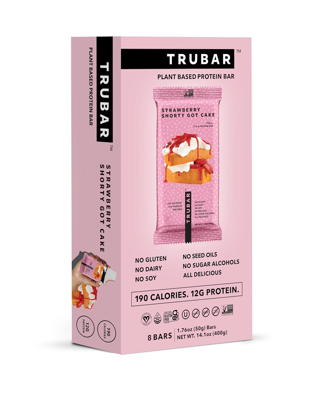 image:imageTRUBAR Vegan Protein Bar Oh Oh Cookie Dough Gluten Free Plant Based Protein Dairy Free Non GMO Soy Free No Sugar Alcohols 12G Protein 13G Fiber 23G Carb Healthy on the Go Snack Bars 8 CTStrawberry Shorty Got Cake