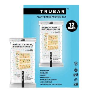 image:imageTRUBAR Vegan Protein Bar Daydreaming About Donuts Gluten Free Plant Based High Fiber Dairy Free Non GMO Low Fat No Sugar Alcohols 12G Lean Protein 13G Fiber Healthy Snack Bars 12 CTShake it Bake it Birthday Cake it