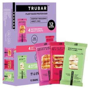 image:imageTRUBAR Vegan Protein Bar Daydreaming About Donuts Gluten Free Plant Based High Fiber Dairy Free Non GMO Low Fat No Sugar Alcohols 12G Lean Protein 13G Fiber Healthy Snack Bars 12 CTDonuts  PB  Jelly  Key Lime
