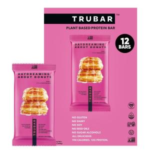 image:imageTRUBAR Vegan Protein Bar Daydreaming About Donuts Gluten Free Plant Based High Fiber Dairy Free Non GMO Low Fat No Sugar Alcohols 12G Lean Protein 13G Fiber Healthy Snack Bars 12 CTDaydreaming About Donuts