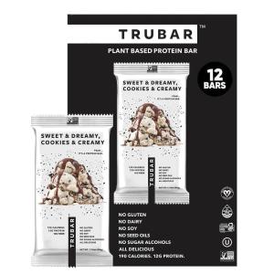 image:imageTRUBAR Vegan Protein Bar Daydreaming About Donuts Gluten Free Plant Based High Fiber Dairy Free Non GMO Low Fat No Sugar Alcohols 12G Lean Protein 13G Fiber Healthy Snack Bars 12 CTSweet  Dreamy Cookies and Creamy