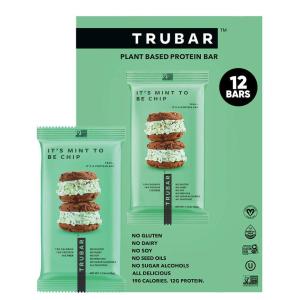 image:imageTRUBAR Vegan Protein Bar Daydreaming About Donuts Gluten Free Plant Based High Fiber Dairy Free Non GMO Low Fat No Sugar Alcohols 12G Lean Protein 13G Fiber Healthy Snack Bars 12 CTIts Mint To Be Chip