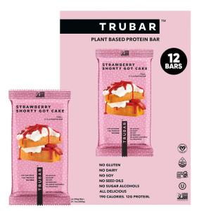 image:imageTRUBAR Vegan Protein Bar Daydreaming About Donuts Gluten Free Plant Based High Fiber Dairy Free Non GMO Low Fat No Sugar Alcohols 12G Lean Protein 13G Fiber Healthy Snack Bars 12 CTStrawberry Shorty Got Cake