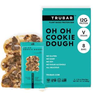 image:imageTRUBAR Vegan Protein Bar Oh Oh Cookie Dough Gluten Free Plant Based Protein Dairy Free Non GMO Soy Free No Sugar Alcohols 12G Protein 13G Fiber 23G Carb Healthy on the Go Snack Bars 8 CTOh Oh Cookie Dough