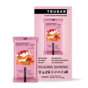 image:imageTRUBAR Vegan Protein Bar Oh Oh Cookie Dough Gluten Free Plant Based Protein Dairy Free Non GMO Soy Free No Sugar Alcohols 12G Protein 13G Fiber 23G Carb Healthy on the Go Snack Bars 8 CTStrawberry Shorty Got Cake