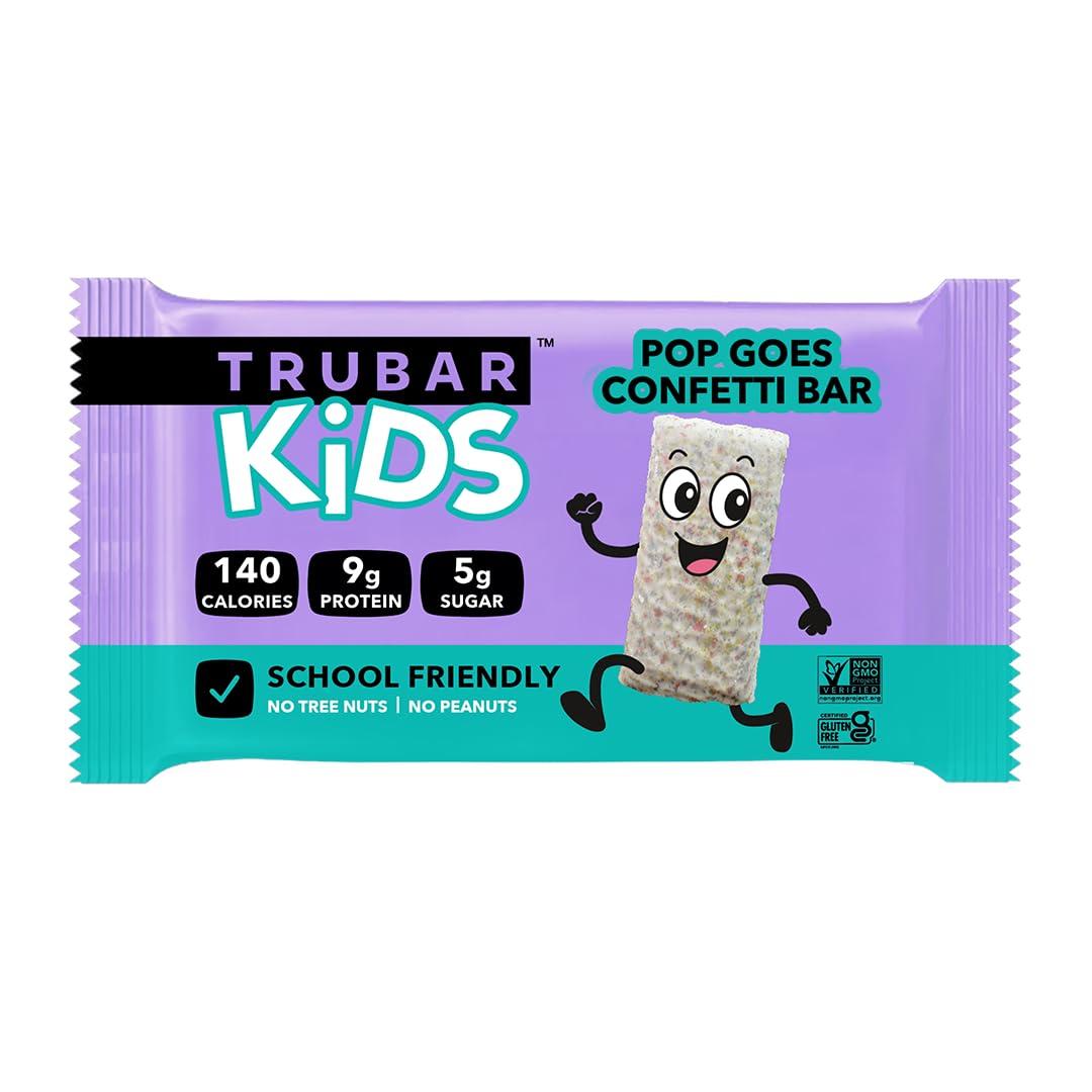 image:imageTRUBAR Kids Protein Bars Pop Goes Confetti Plant Based Protein Gluten Free SchoolFriendly Snacks for Lunchboxes Tree Nut and Peanut Free Low Sugar Healthy On the Go Snack Bars 12 CountPop Goes Confetti