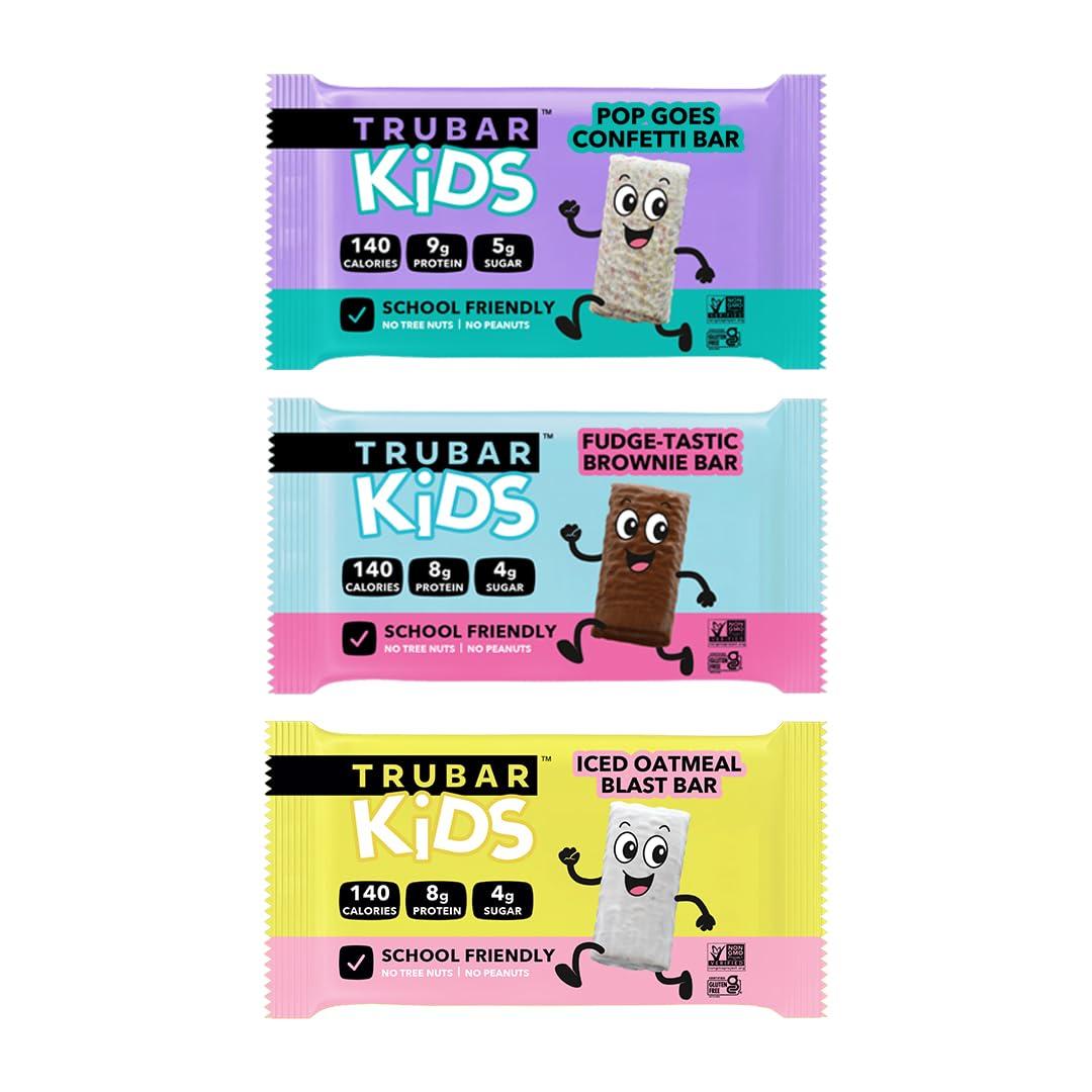 image:imageTRUBAR Kids Protein Bars Pop Goes Confetti Plant Based Protein Gluten Free SchoolFriendly Snacks for Lunchboxes Tree Nut and Peanut Free Low Sugar Healthy On the Go Snack Bars 12 CountKids Bundle OatmealFudgeVanilla Confetti
