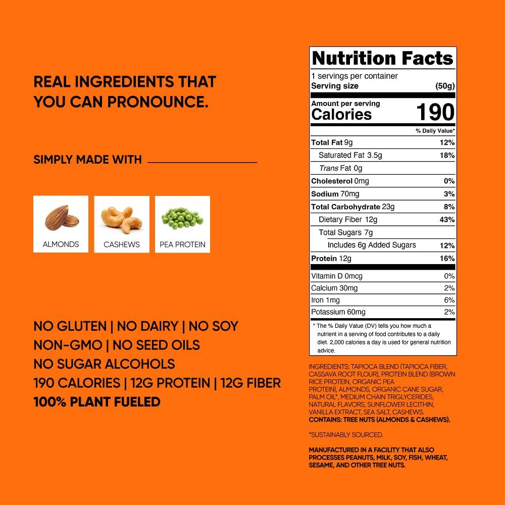 image:imageTRUBAR Vegan Protein Bar I Scream for Orange Cream Gluten Free Plant Based Protein Dairy Free Non GMO Soy Free No Sugar Alcohols 12G Protein 13G Fiber Healthy on the Go Snack Bars 12 CT