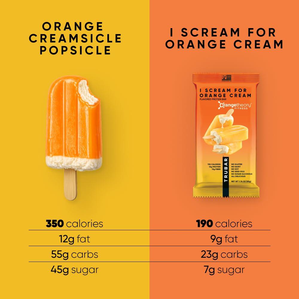 image:imageTRUBAR Vegan Protein Bar I Scream for Orange Cream Gluten Free Plant Based Protein Dairy Free Non GMO Soy Free No Sugar Alcohols 12G Protein 13G Fiber Healthy on the Go Snack Bars 12 CT