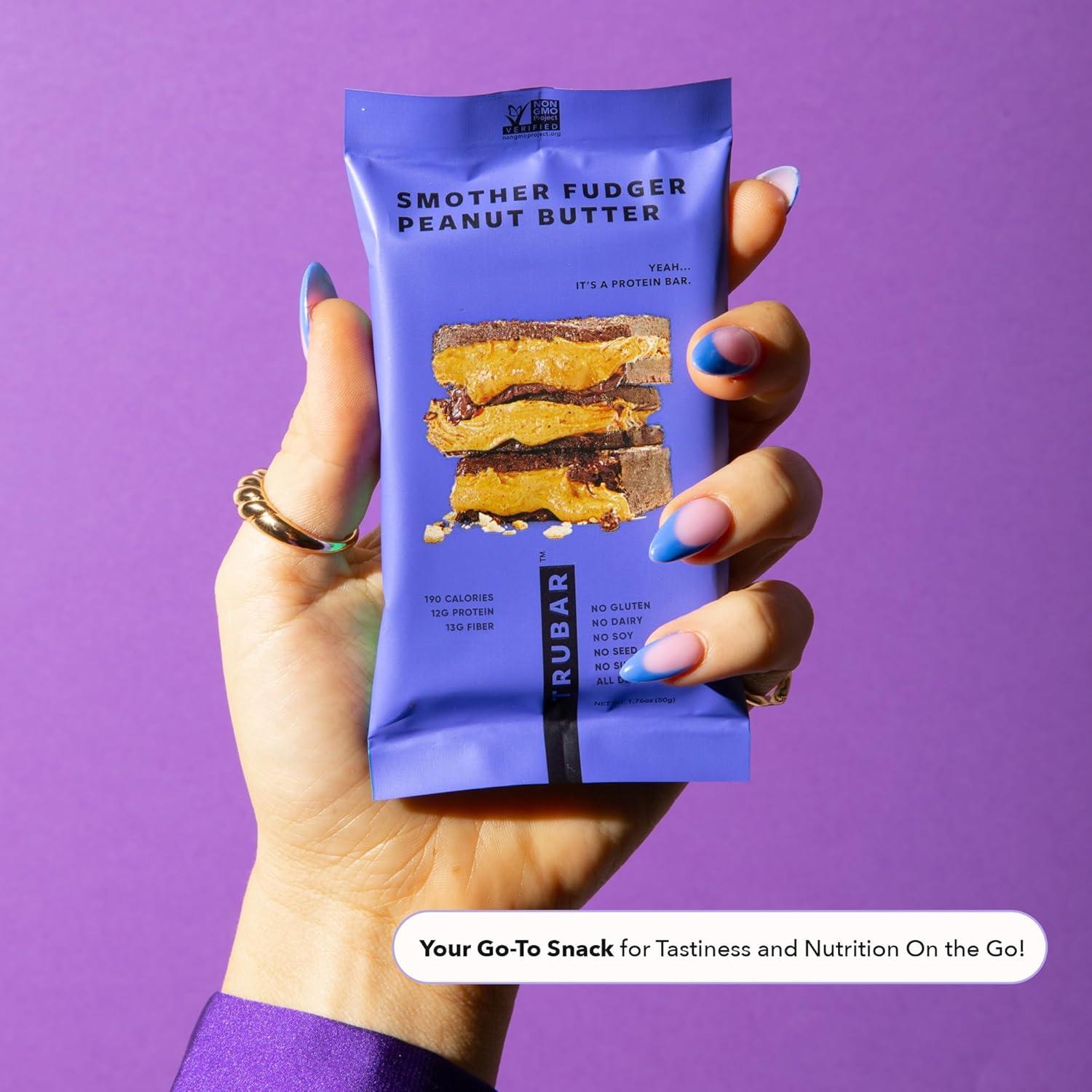 image:imageTRUBAR Vegan Protein Bar Smother Fudger Peanut Butter Gluten Free Plant Based High Fiber Dairy Free Low Fat Non GMO No Sugar Alcohols 12G Lean Protein 13G Fiber Healthy Snack Bars 1 CT1 Count Pack of 1