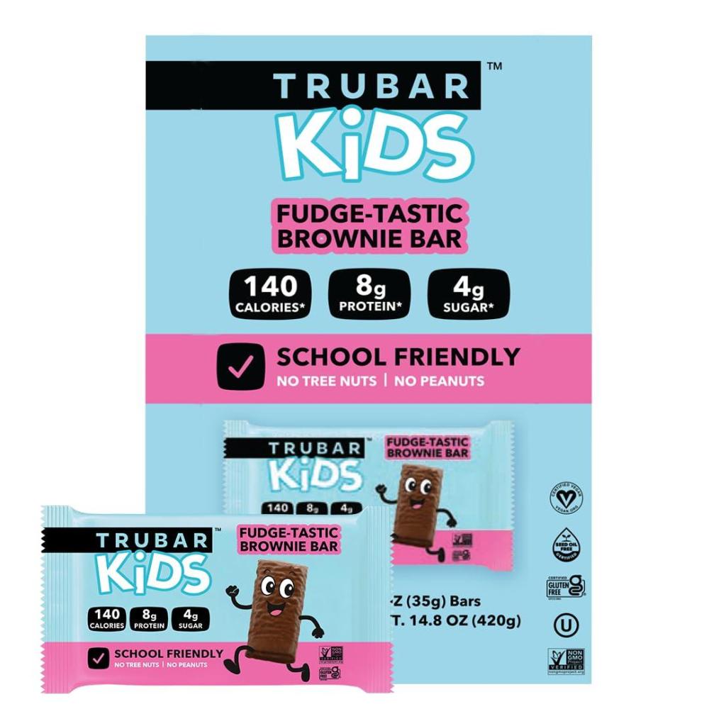 image:imageTRUBAR Kids Protein Bars Pop Goes Confetti Plant Based Protein Gluten Free SchoolFriendly Snacks for Lunchboxes Tree Nut and Peanut Free Low Sugar Healthy On the Go Snack Bars 12 CountFudgeTastic Brownie