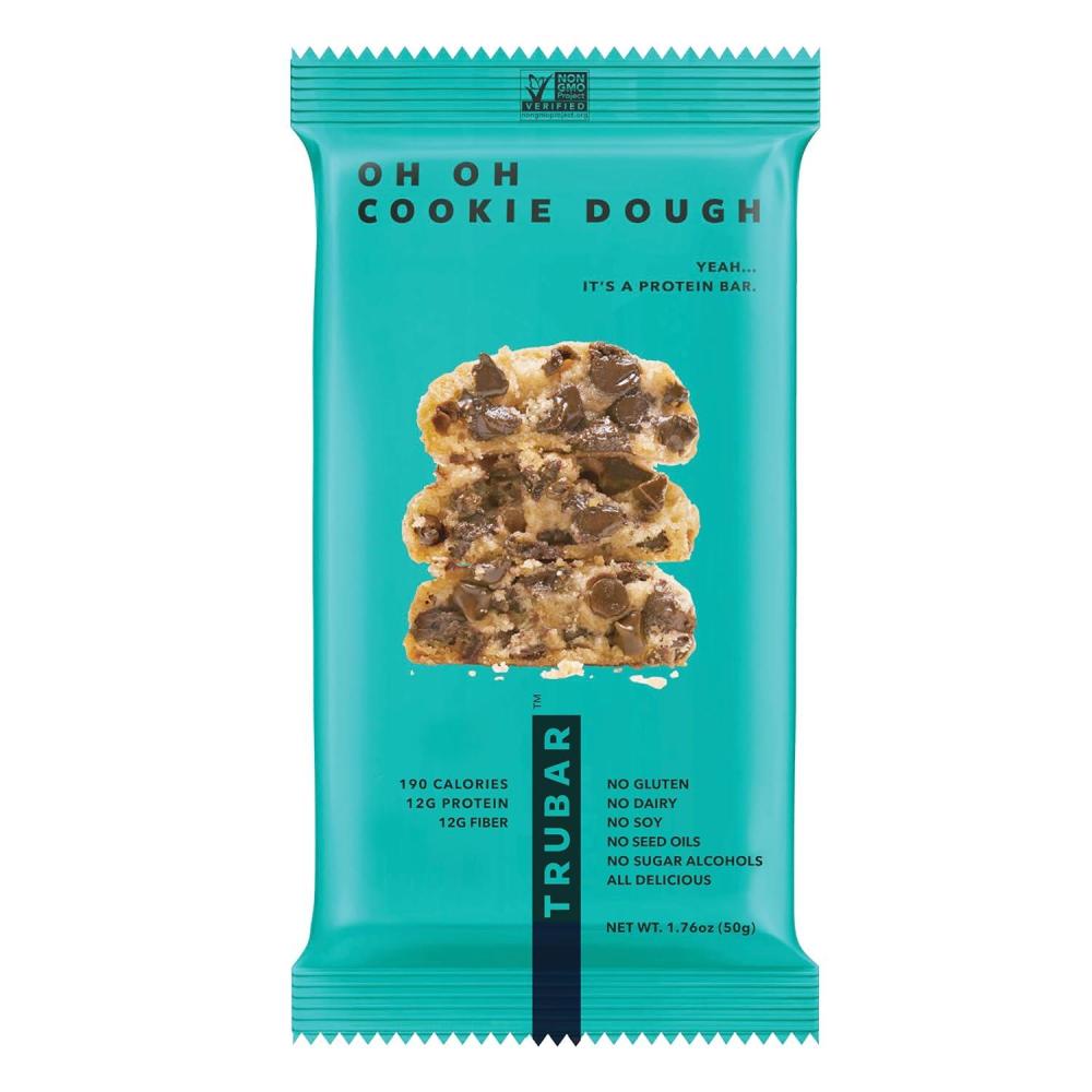 image:imageTRUBAR Vegan Protein Bar Oh Oh Cookie Dough Gluten Free Plant Based High Fiber Dairy Free Low Fat Non GMO No Sugar Alcohols 12G Lean Protein 13G Fiber Healthy Snack Bars 1 CT