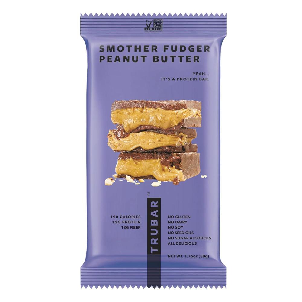 image:imageTRUBAR Vegan Protein Bar Smother Fudger Peanut Butter Gluten Free Plant Based High Fiber Dairy Free Low Fat Non GMO No Sugar Alcohols 12G Lean Protein 13G Fiber Healthy Snack Bars 1 CT1 Count Pack of 1