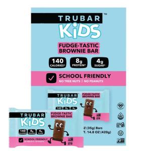 image:imageTRUBAR Kids Protein Bars Pop Goes Confetti Plant Based Protein Gluten Free SchoolFriendly Snacks for Lunchboxes Tree Nut and Peanut Free Low Sugar Healthy On the Go Snack Bars 12 CountFudgeTastic Brownie