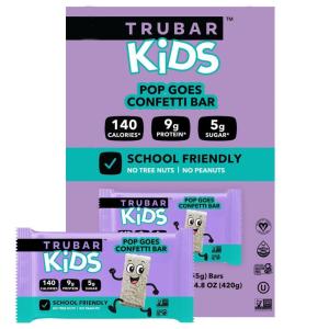 image:imageTRUBAR Kids Protein Bars Pop Goes Confetti Plant Based Protein Gluten Free SchoolFriendly Snacks for Lunchboxes Tree Nut and Peanut Free Low Sugar Healthy On the Go Snack Bars 12 CountPop Goes Confetti
