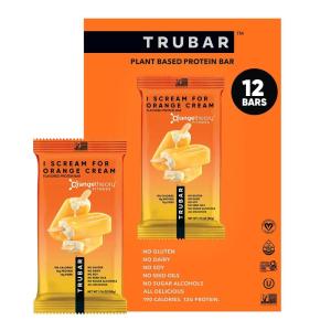 image:imageTRUBAR Vegan Protein Bar I Scream for Orange Cream Gluten Free Plant Based Protein Dairy Free Non GMO Soy Free No Sugar Alcohols 12G Protein 13G Fiber Healthy on the Go Snack Bars 12 CT